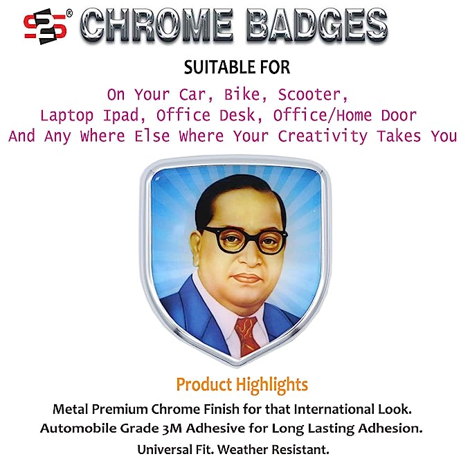 S2S Dr Babasaheb Ambedkar Stylish 3D Chrome Sticker Emblem Badge Logo For Cars & Bikes-Stumbit Bikes and Cars